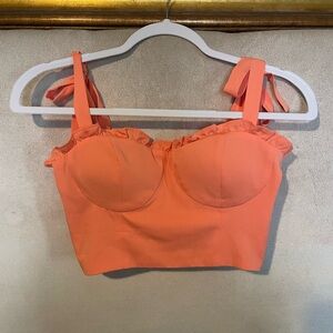 Tiger Mist Vibrant coral colored bustier Top